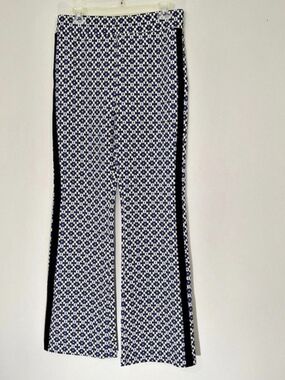 Maeve Geometric Wide Leg Pants in Blue & White Size Medium